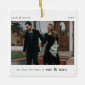 Onze 1e Kerst als Mr & Mrs Photo Keepsake Keramisch Ornament (Voorkant)
