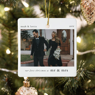 Onze 1e Kerst als Mr & Mrs Photo Keepsake Keramisch Ornament