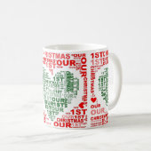 Onze 1e kerst Rode Groene Hart Koffie Theemok Koffiemok (Voorkant rechts)