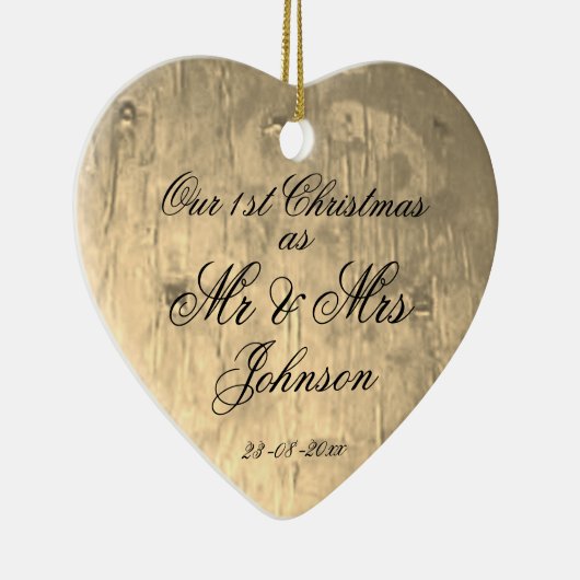 Onze 1e kerst samen als Mr & Mrs Elegant Keramisch Ornament (Rechts)