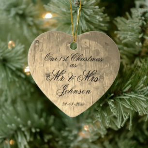 Onze 1e kerst samen als Mr & Mrs Elegant Keramisch Ornament