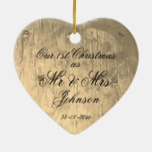 Onze 1e kerst samen als Mr & Mrs Elegant Keramisch Ornament (Achterkant)