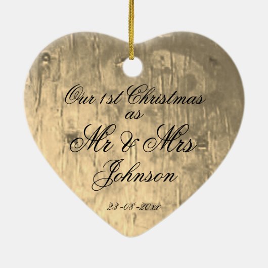 Onze 1e kerst samen als Mr & Mrs Elegant Keramisch Ornament (Achterkant)