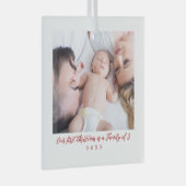 Onze 1e kerstfamilie van drie foto's glas ornament (Voorkant Rechts)