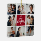 Onze 1e Kerstfoto Collage Keepsake Keramisch Ornament (Rechts)