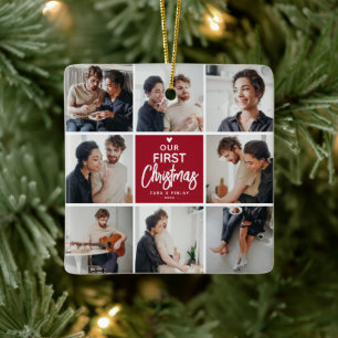 Onze 1e Kerstfoto Collage Keepsake Keramisch Ornament