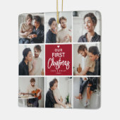 Onze 1e Kerstfoto Collage Keepsake Keramisch Ornament (Links)