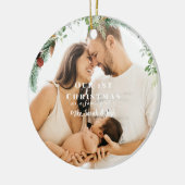 Onze 1e Kerstmis als een Familie van 3 Foto II Keramisch Ornament (Links)