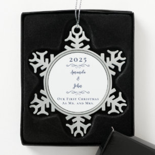 Onze 1e Kerstmis Mijn naam en de naam van mijn ech Tin Sneeuwvlok Ornament