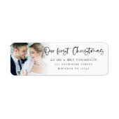 Onze 1e Kerstmis Mr. Mrs. Fotonaam Retouradres Etiket (Voorkant)