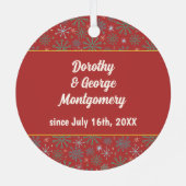 Onze 1e Kerstmis Retro Mideeuw echtgenoot Vrouw Metalen Ornament (Achterkant)