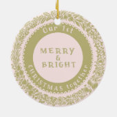 Onze 1e Kerstmis samen Gold Wreath op roos - Keramisch Ornament (Achterkant)