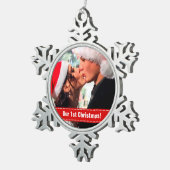 Onze 1e Kerstmis Tin Sneeuwvlok Ornament (Rechts)