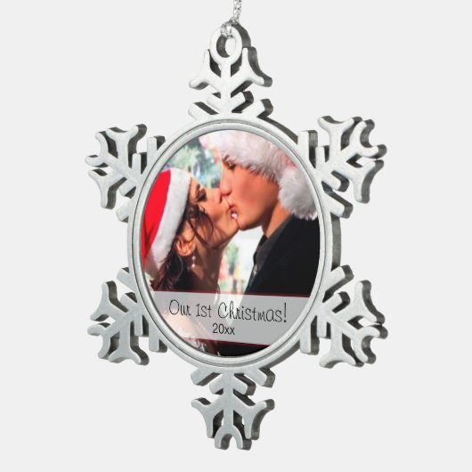 Onze 1e Kerstmis Tin Sneeuwvlok Ornament (Rechts)