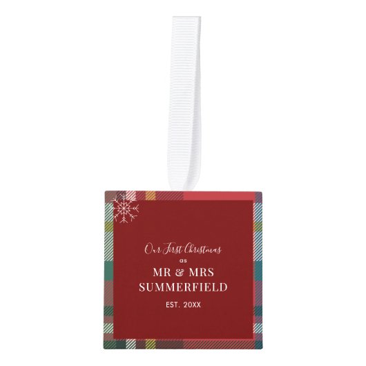 Onze 1e Kerstmis Trouwdag Foto's Plaid Decoratie (Voorkant)