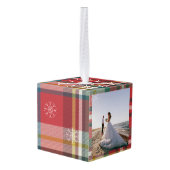 Onze 1e Kerstmis Trouwdag Foto's Plaid Decoratie (Achter hoekig)