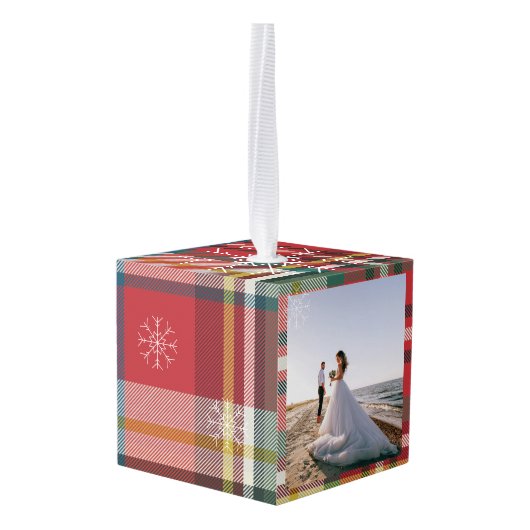 Onze 1e Kerstmis Trouwdag Foto's Plaid Decoratie (Achter hoekig)