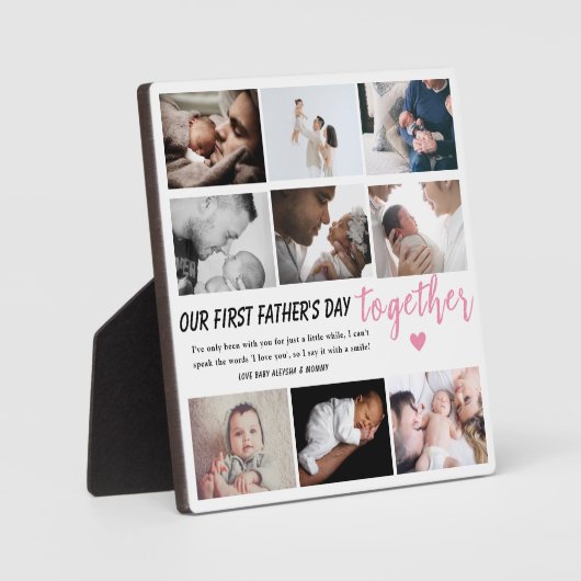 Onze 1e Vaderdag samen - Aangepaste 9-foto Fotoplaat (Voorkant)