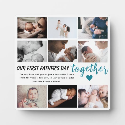 Onze 1e Vaderdag samen - Aangepaste 9-foto Fotoplaat (Voorkant)