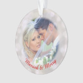 Onze 1e vakantie bruiloft foto Ornament (voorkant)
