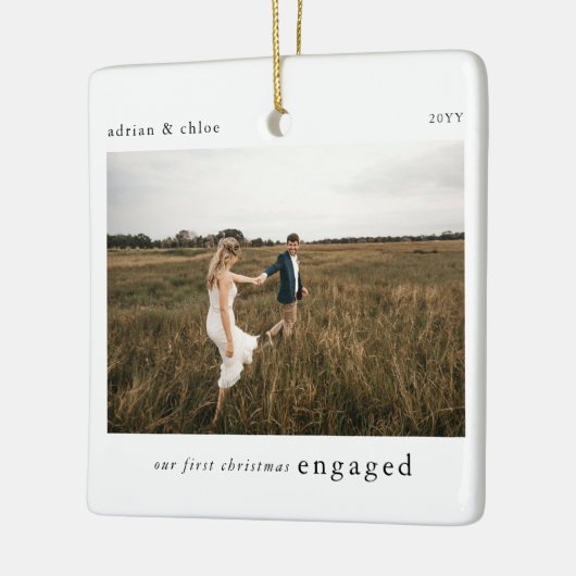 Onze 1e verloofde kerstfoto Keepsake Keramisch Ornament (Links)