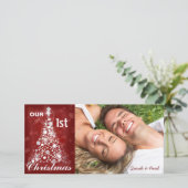 Onze 1ST Kerstmisfoto Moderne Kerstboom Feestdagenkaart (Staand voorkant)