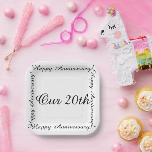 Onze 20e gelukkige verjaardag papieren bordje (Feest)