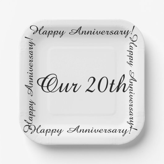 Onze 20e gelukkige verjaardag papieren bordje (Voorkant)