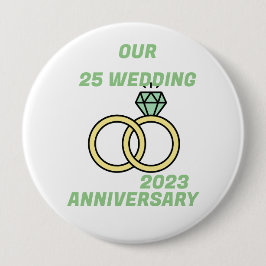 Onze 25 bruiloft ronde button 4,0 cm