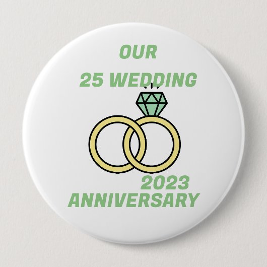 Onze 25 bruiloft ronde button 4,0 cm (Voorkant)