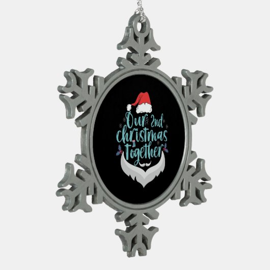 Onze 2e Kerst Samen Koppel Familie Matching Tin Sneeuwvlok Ornament (Links)