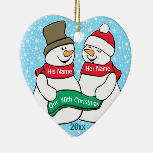 Onze 40e Kerstmis Keramisch Ornament (Rechts)