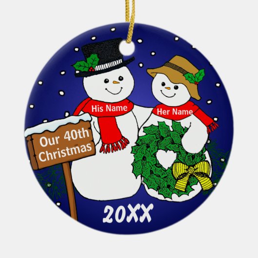Onze 40e Kerstmis Keramisch Ornament (Voorkant)