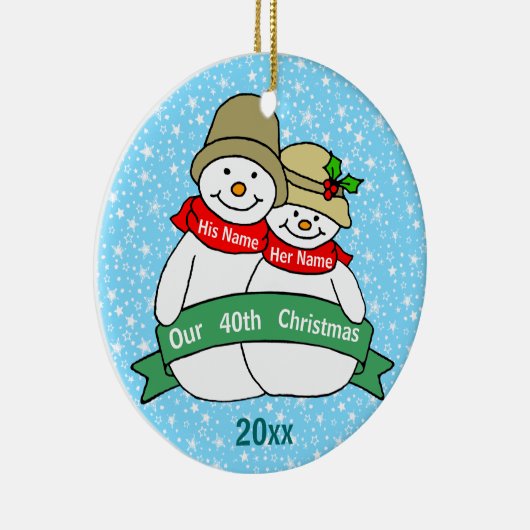 Onze 40e Kerstmis Keramisch Ornament (Rechts)