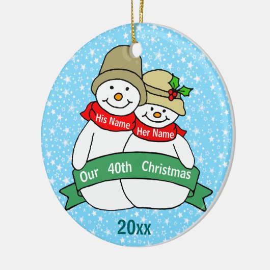 Onze 40e Kerstmis Keramisch Ornament (Links)