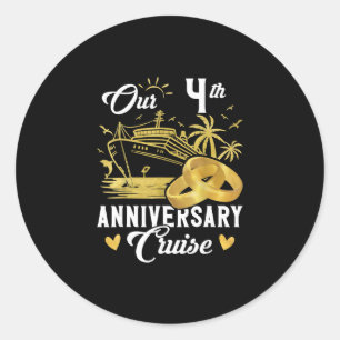 Onze 4e trouwdag gouden cruise vakantie koppel ronde sticker