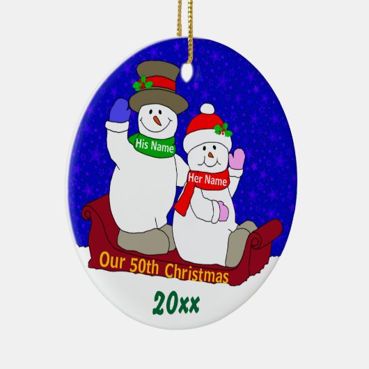 Onze 50e Kerstmis Keramisch Ornament (Rechts)