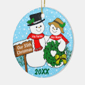 Onze 55e Kerstmis Keramisch Ornament (Links)