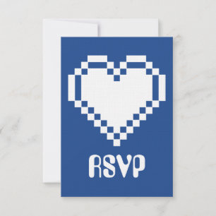 Onze 8-Bit Harten in Blauwe RSVP Kaart