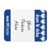 Onze 8-Bit Harten in Blauwe Save-the-Date Magneet (Horizontaal)