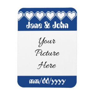 Onze 8-Bit Harten in Blauwe Save-the-Date Magneet