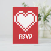 Onze 8-Bit Harten in Cherry RSVP Kaart (Staand voorkant)
