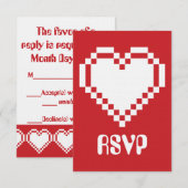 Onze 8-Bit Harten in Cherry RSVP Kaart (Voorkant / Achterkant)