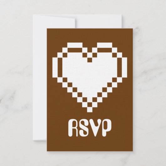 Onze 8-Bit Harten in Chocolade RSVP Kaart (Voorkant)