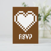 Onze 8-Bit Harten in Chocolade RSVP Kaart (Staand voorkant)