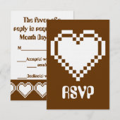 Onze 8-Bit Harten in Chocolade RSVP Kaart (Voorkant / Achterkant)