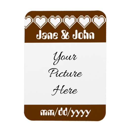 Onze 8-Bit Harten in Chocolade Save-the-Date Magne Magneet (Verticaal)