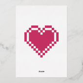 Onze 8-Bit Harten in Framboos Folie Uitnodiging (Achterkant)