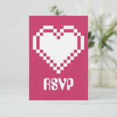 Onze 8-Bit Harten in Framboos RSVP Kaart (Staand voorkant)