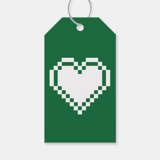 Onze 8-Bit Harten in Groene Cadeaubijsluiter Cadeaulabel (Voorkant)